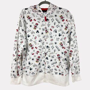 Disney Minnie Mouse Icons Full Zip Hoodie Womens Large White Black Red Hooded